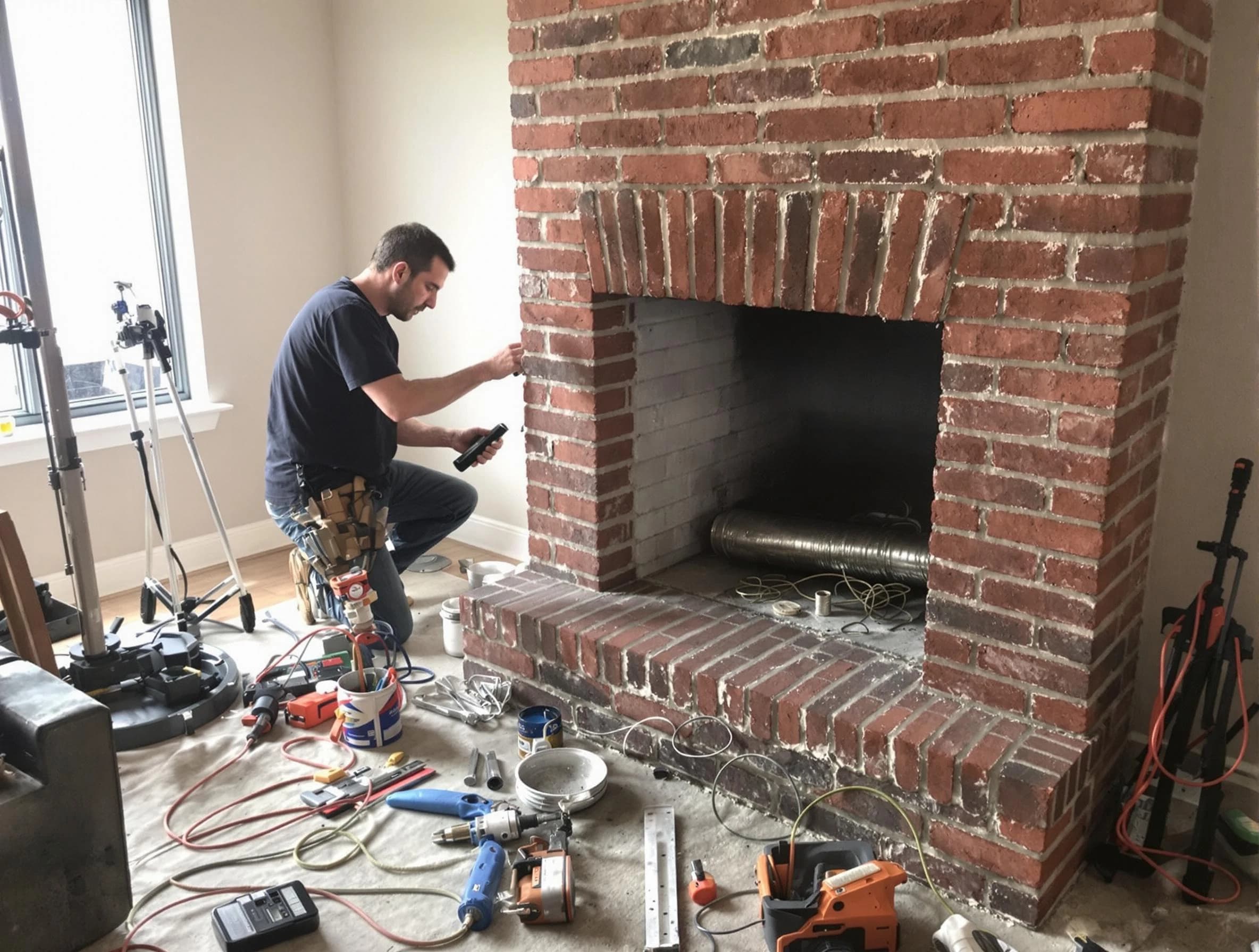 Surprise Chimney Sweep specialist finalizing chimney liner service in Surprise, AZ