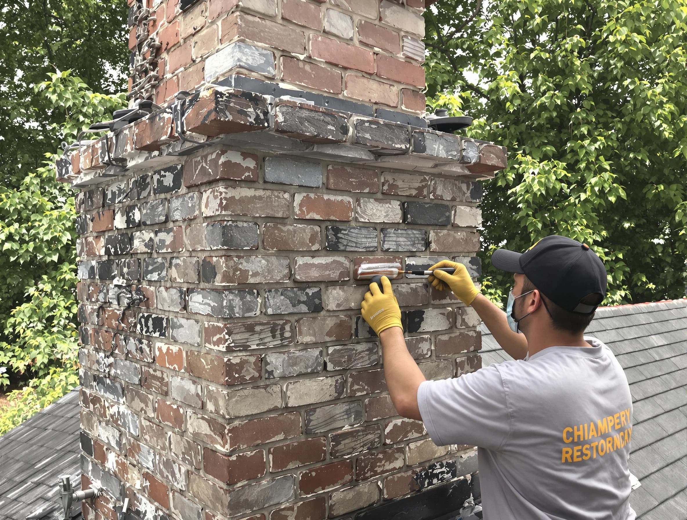 In-progress chimney restoration by Surprise Chimney Sweep in Surprise, AZ