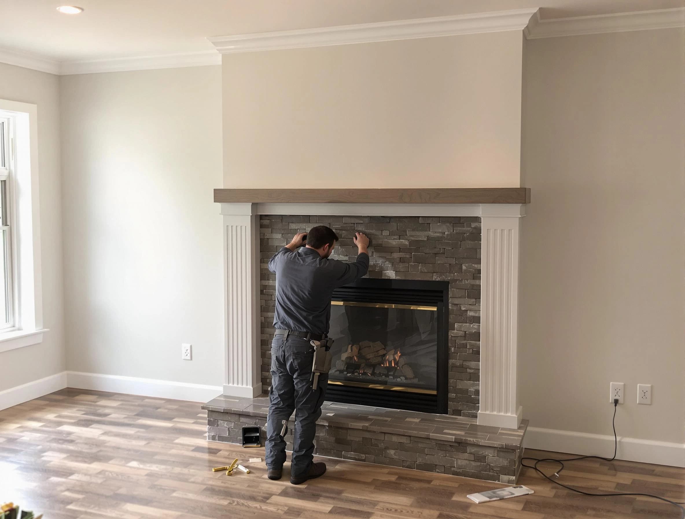 Surprise Chimney Sweep finishing a custom fireplace install in Surprise, AZ