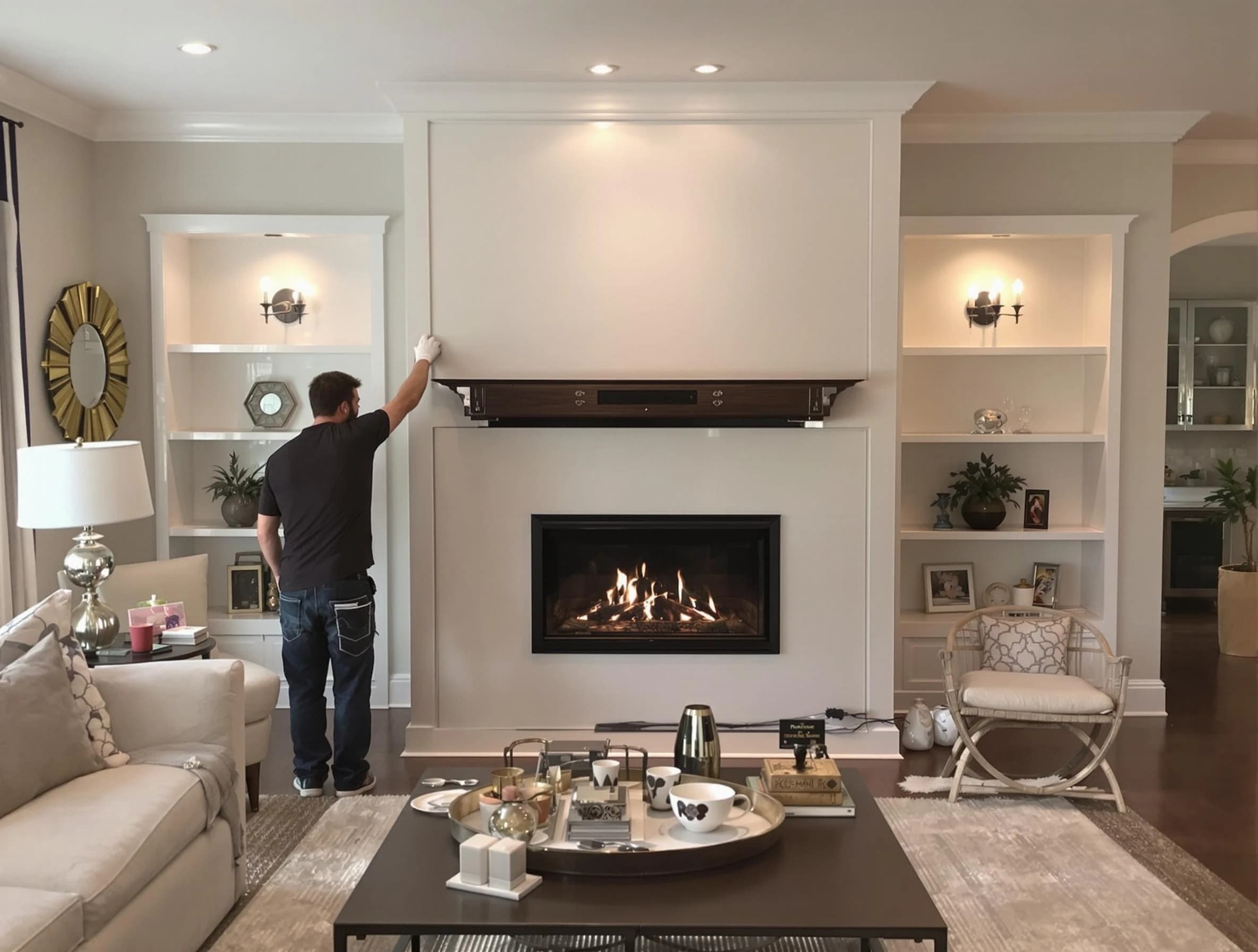 Surprise Chimney Sweep installing a new fireplace in Surprise, AZ