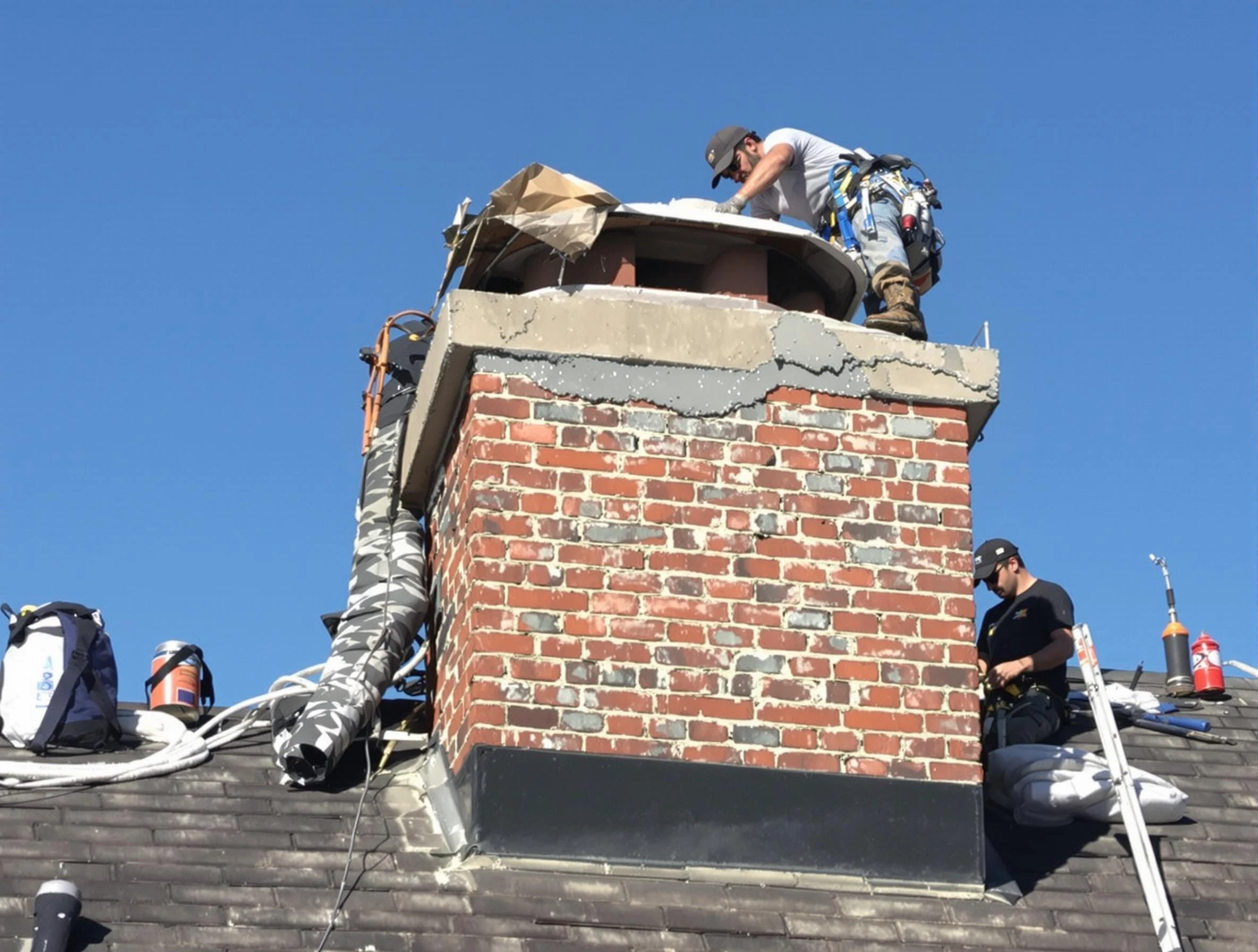 Surprise Chimney Sweep installing a custom chimney crown in Surprise, AZ